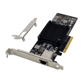 1 Комплект Серверной сетевой карты PCI-E X8 X550 10G с одним Портом RJ45 10GbE X550-T1 RJ45X Черного Цвета, Аксессуары С Радиатором + Короткая перегородка