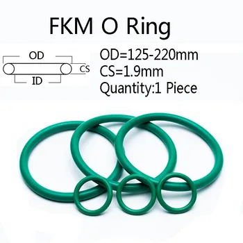 1 шт. Зеленое уплотнительное кольцо FKM CS 1,9 мм, диаметр 125-220 мм, уплотнительное кольцо из фторкаучука, механическое уплотнение, высокая термостойкость
