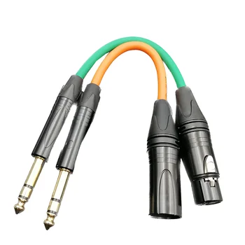 2 шт./лот, Длина 20 см, 6,35, Большой 2-жильный и 3-жильный кабель черного цвета DMX512 для аудиосигнала, Мужской и женский Адаптеры