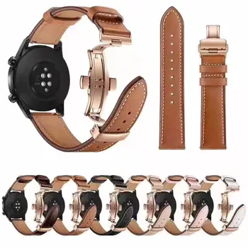 20 мм 22 мм Кожаный ремешок Для Samsung Galaxy watch 4 Classic/6/5 pro/Active 2/3/42 мм/46 мм 40-44 мм браслет Huawei GT/2/3 Pro ремешок