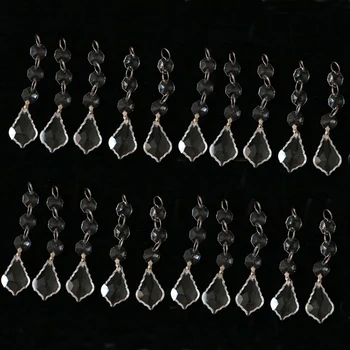 20 штук Прозрачных кристаллов-люстр, Детали для призм ламп, Подвесные каплевидные подвески с 3 восьмиугольными бусинами, подвеска 