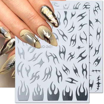 3D Золотые Серебряные линии Рыбьей кости, Наклейки для ногтей, Дизайн ногтей в французскую полоску, Самоклеящиеся наклейки, Гвозди, Женские принадлежности для ногтей