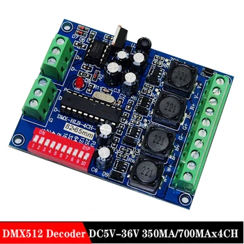 4-канальный DMX512 декодер DC5V-36V Постоянного тока 350 мА/700 мА * 4-канальный DMX512 RGBW контроллер, 4 группы светодиодов (6pin), выходной диммер