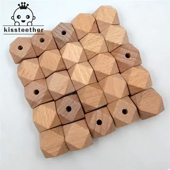50шт Буковых деревянных бусин, незаконченные натуральные 12 мм Геометрические шестиугольные деревянные бусины для детского прорезывателя 