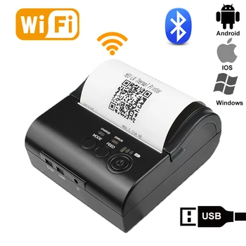 80 мм термопринтер для чеков ручной портативный принтер mini Bluetooth мобильный WiFi совместимый для Android iOS Windows POS Print