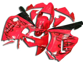 ABS черный огненно-красный комплект обтекателей для KAWASAKI Ninja ZX12R 00 01 ZX-12R ZX 12R 2000 2001 Полная крышка бака Комплект обтекателей + подарки