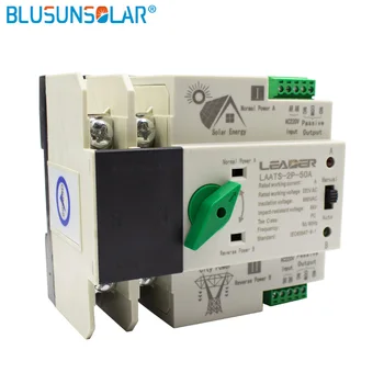 BLUSUNSOLAR 1шт Din-рейка Солнечного Типа 50A 2P ATS Двойной Мощности Автоматический Переключатель переменного тока для Фотоэлектрического Инвертора Discountnecting Switch