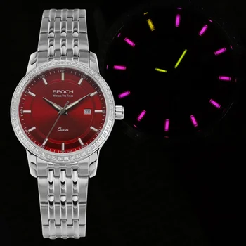 EPOCH Женские роскошные часы Женские 32 мм Модные часы Светящиеся кварцевые наручные часы 50 М Водонепроницаемое Сапфировое Зеркало