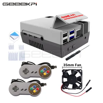 GeeekPi Game 4Pi NES 4Pi Style Case Kit ABS 3510 Функциональный Вентилятор Охлаждения Радиаторы Отвертки для Raspberry Pi 4 B или 3B +/3B/2B