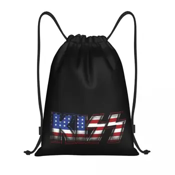 KISS Rock Music Band, Металлические сумки с Флагом США, спортивная сумка, рюкзак премиум-класса, Забавный рюкзак для Гиков, Летние лагеря