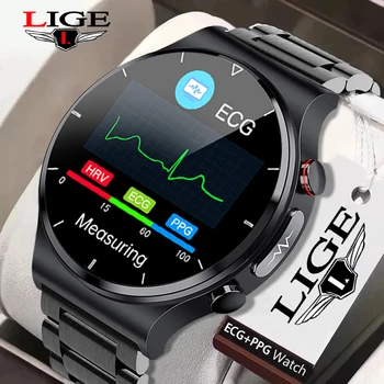 LIGE 2022 ЭКГ + PPG Смарт-Часы Для Мужчин, Браслет для Измерения Артериального Давления, Сердечного Ритма, IP68, Водонепроницаемый Фитнес-Трекер, Умные Часы Для Android iOS