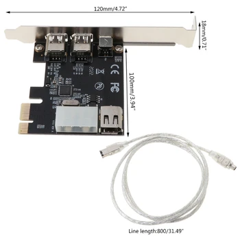 PCI-e 1X IEEE 1394A 4 порта (3 + 1) Firewire Card Adapter 6-4 Контактный кабель для настольных ПК Z07 Прямая поставка