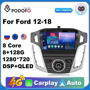 Podofo 4G Carplay DSP RDS 2din Android 11 Автомобильный Радио Мультимедийный Видеоплеер Навигация GPS Для Ford Focus12-18 Головное устройство