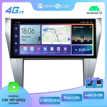 Prelingcar 12,3 “Для Toyota Camry 2015-2017 Android 12 Автомобильный Монитор 128G Carplay RDS GPS Встроенный 2din Радио DVD-плеер 5.1 HIFI DST