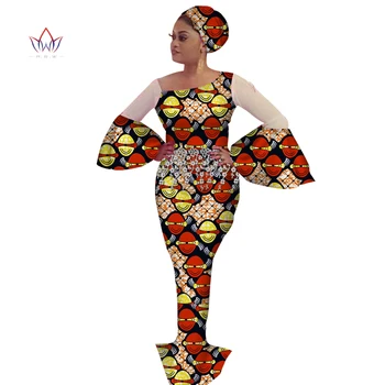 Riche/ Платья с кисточками в африканском стиле с длинным рукавом и бесплатным платком на голове, африканские платья для женщин, Праздничная свадебная одежда WY3664