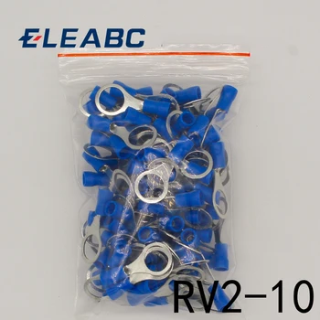 RV2-10 Синяя кольцевая изолированная клемма для подключения кабеля, соединитель для проводов, 1,5-2,5 мм, обжимная клемма для кабеля, 100 шт./упак. RV2.5-10 RV