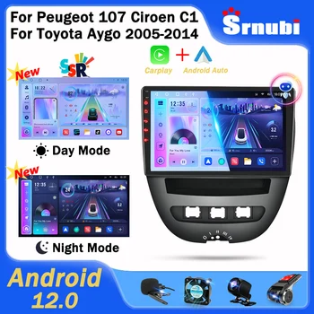Srnubi 2Din Android 12 Автомобильный Радиоприемник Для Peugeot 107 Toyota Aygo Citroen C1 2005-2014 Мультимедийный Плеер Carplay Авто DVD Головное Устройство