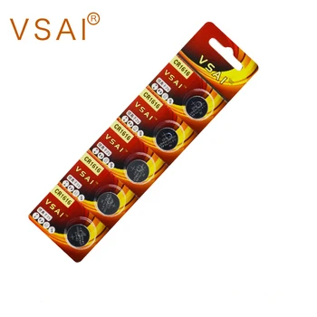 VSAI 5 шт./упак. Кнопочные батарейки 3V CR1616 для 3D-очков 50 мАч