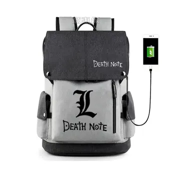 Аниме Death Note рюкзак Yagami Легкие сумки shudent школьный рюкзак USB кабель дорожная сумка