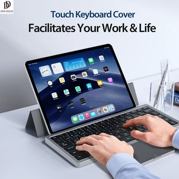 Беспроводная клавиатура DUXDUCIS для iPad/ iPhone/ Macbook/Планшетов с несколькими устройствами + сенсорная панель + Чехол-подставка 3-в-1 для беспроводной клавиатуры
