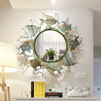 Внутреннее зеркало в европейском стиле, Креативное Входное зеркало в форме рыбы, Ванная комната и зеркало для ванной комнаты, декоративное зеркало в средиземноморском стиле