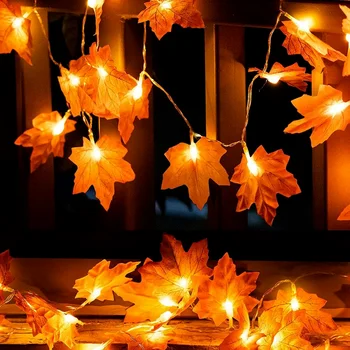 Гирлянда из светодиодных гирлянд, украшения на День Благодарения, 3 м 20 светодиодов, сказочные огни в виде кленовых листьев для Хэллоуина, Осени, вечеринки, Рождественского декора