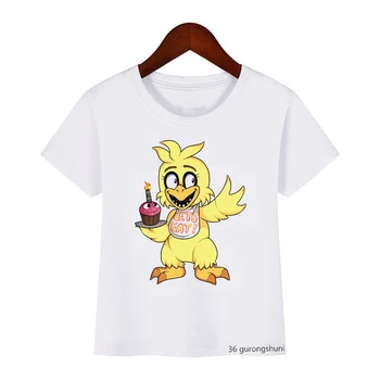 Детская одежда, футболка для мальчиков и девочек, футболка с рисунком цыпленка Чики, Милые детские топы, Летние топы для девочек, Оптовая продажа