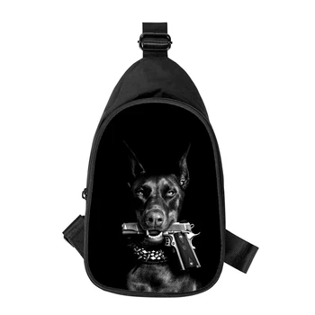 Доберман крутая собака 3D Принт Новая Мужская сумка через грудь по диагонали, Женская сумка через плечо, Школьная поясная сумка для мужа, Мужская нагрудная сумка