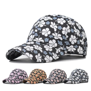 Женская бейсболка Snapback, солнцезащитная шляпа с мелким цветочным принтом, весенне-осенняя бейсболка в стиле хип-хоп, приталенная кепка