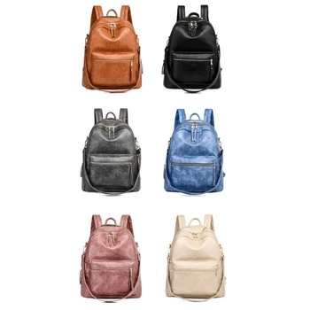 Женский Школьный рюкзак из искусственной кожи, винтажная женская сумка на плечо, Женская Большая вместительная Дорожная сумка для книг, школьные сумки для девочек