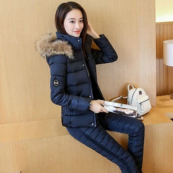 Зимний костюм, женская одежда 2022, новая корейская версия, модное короткое хлопковое пальто, женское облегающее пальто из двух предметов на толстом пуху, хлопковое пальто