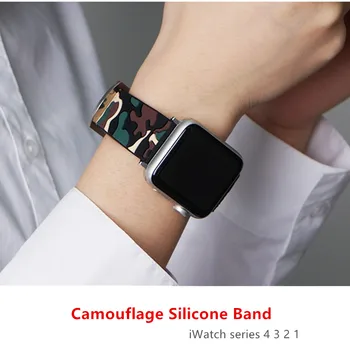 Камуфляжный ремешок для Apple Watch band 45 мм 41 мм 44 мм 40 мм iWatch 42 мм 38 мм Силиконовый браслет ремешок для часов iwatch 7 5 4 3 se 6