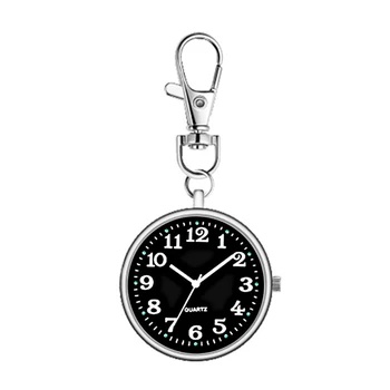 Карманные часы с круглым циферблатом, модные унисекс, аналоговый кварцевый брелок для медсестры, карманный Серебристо-черный