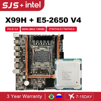 Комплект материнской платы SJS X99 Xeon E5 2650 V4 CPU GA 2011-3 Micro-ATX placa mãe Поддерживает оперативную память DDR4 ECC и настольную память M.2 SATA 3.0