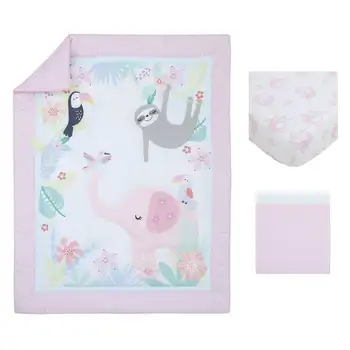 Комплект постельного белья для детской кроватки Tropical Garden Pink из 3 предметов