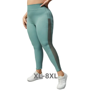 Леггинсы больших размеров, Женские облегающие брюки, Женские сетчатые бесшовные брюки для фитнеса Xl 2xl 3xl 4xl