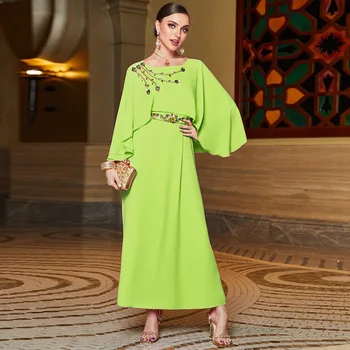 Марокко Вечернее Платье Абайя Женщины Мусульмане Бриллианты Роскошные Дубайские Кафтаны Исламская Одежда Вечернее Платье-Кафтан Джалабия Ближний Восток Ид