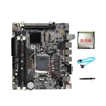 Материнская плата H55 LGA1156 Поддерживает процессор серии I3 530 I5 760 с памятью DDR3 Материнская плата + процессор I3 530 + кабель SATA + Термопаста