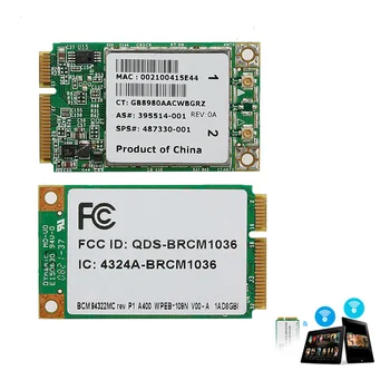 Мини-двухдиапазонная карта BCM94322MC Wireless-N WIFI 300M PCI-E для HP SPS: 487330-001
