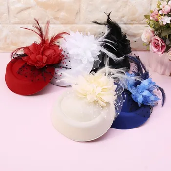 Модные Женские Шляпы для Свадебной вечеринки, Повязка На голову, Высококачественные Аксессуары Для Волос Невесты С цветами Из перьев