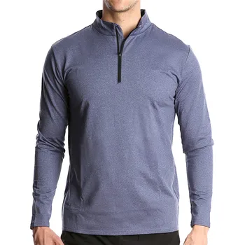 Мужские футболки для бега, зимняя одежда с длинным рукавом, Полуприлегающий однотонный дышащий топ