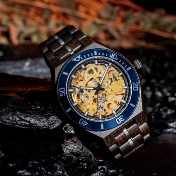 Мужские часы BOBO BIRD со скелетом, роскошные механические наручные часы из нержавеющей стали, водонепроницаемые деревянные часы с автоматическим подзаводом часы Подарки