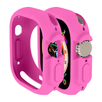 мягкий силиконовый чехол для Apple Watch серии 9 8 ultra 2 карамельного цвета, чехол для Apple Watch 49 мм, многоцветный бампер, защитная пленка для экрана