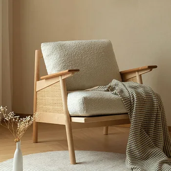 Небольшое кресло для отдыха на балконе, японское кресло-диван из массива дерева, простое кресло для одного человека, дизайнерская мебель для домашнего отдыха ratta