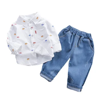 Новая весенне-осенняя одежда для малышей, костюм для маленьких мальчиков, детская рубашка, брюки, 2 шт./компл., повседневный костюм для малышей, детские спортивные костюмы