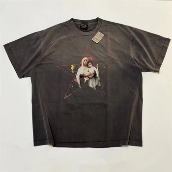 Новая винтажная футболка Святого Михаила 2023ss Для мужчин и женщин, футболка с Ангелом Иисусом, топы, футболка Y2K