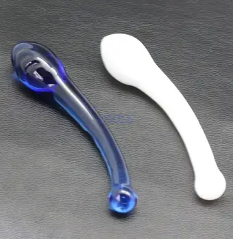 Новое поступление, диаметр 3,3 см, белый и синий стеклянный фаллоимитатор для женщин, модная стеклянная палочка для мастурбации, секс-игрушки для взрослых, искусство из стекла