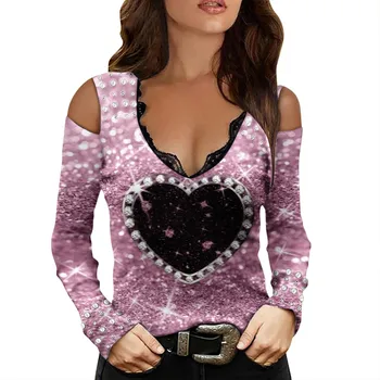 Новый Женский свитер с V-образным вырезом и кружевным принтом, короткий рукав, милая бабочка с открытыми плечами, короткий рукав для женщин и леди