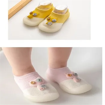 Обувь Для новорожденных, детские носки, мягкая резиновая подошва, нескользящие первые ходунки для малышей, Летние ходунки для девочек и мальчиков, подходящие по цвету Предварительные ходунки
