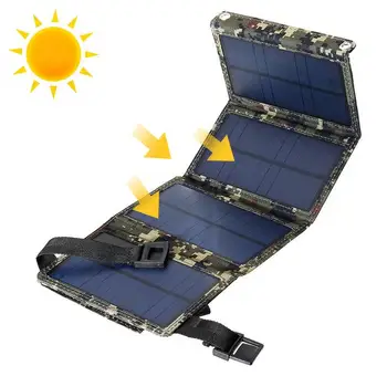 Портативная Солнечная Панель Мощностью 20 Вт, 5 В, Складная Солнечная Батарея, Складной Водонепроницаемый USB-Порт, Зарядное Устройство, Мобильный Банк Питания Для Телефона, Батарея На Открытом Воздухе